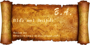 Blümel Anikó névjegykártya